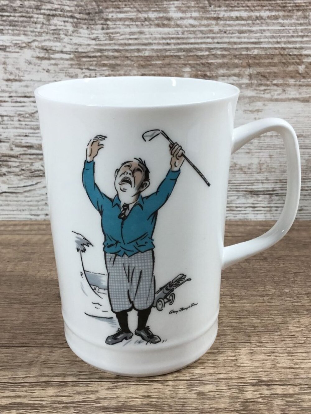 George Houghton Golf Cartoon Mug The Moaner Royal Windsor Bone China Cup